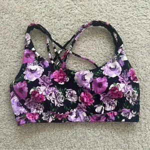 Victoria Secret PINK Sports Bralette Bra Black Purple Racerback Strappy Size Med